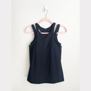 lululemon black mesh build in bra racer back seamless top S